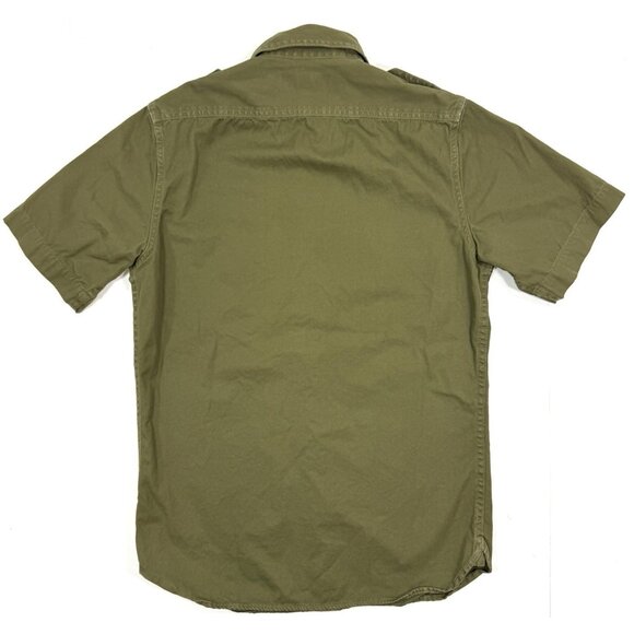 J Peterman Co Mens Shirt Sz Small Field Outdoor Safari Pockets Epaulettes Green - Picture 3 of 10